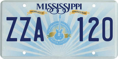 MS license plate ZZA120