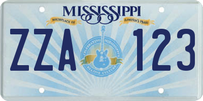 MS license plate ZZA123