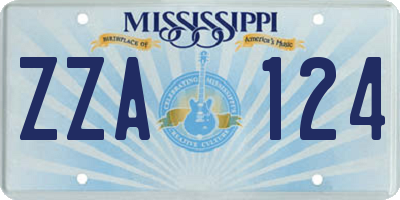 MS license plate ZZA124