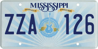MS license plate ZZA126
