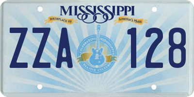 MS license plate ZZA128