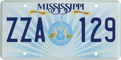 MS license plate ZZA129