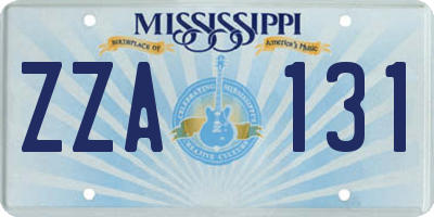 MS license plate ZZA131