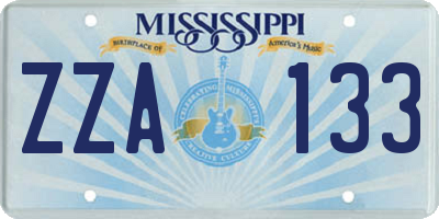 MS license plate ZZA133
