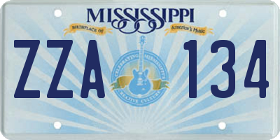 MS license plate ZZA134