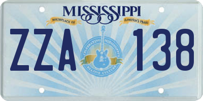 MS license plate ZZA138
