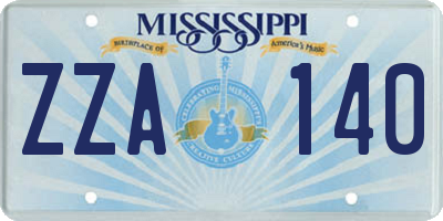 MS license plate ZZA140