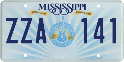 MS license plate ZZA141