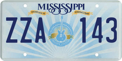 MS license plate ZZA143
