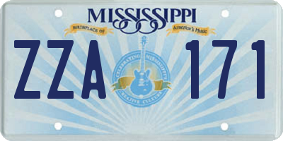 MS license plate ZZA171