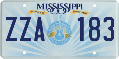MS license plate ZZA183