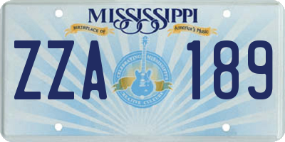 MS license plate ZZA189