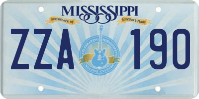 MS license plate ZZA190