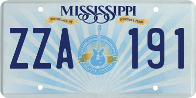 MS license plate ZZA191
