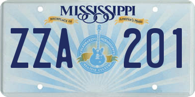 MS license plate ZZA201