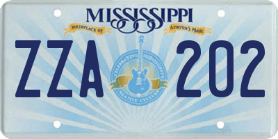 MS license plate ZZA202