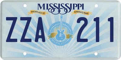 MS license plate ZZA211