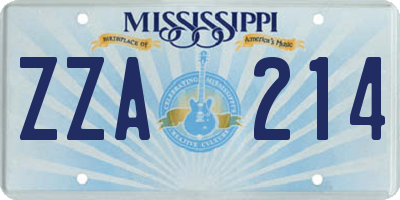 MS license plate ZZA214