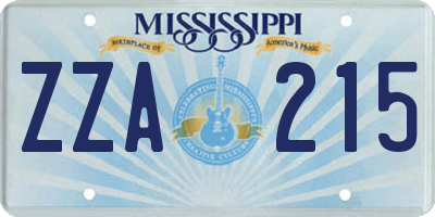 MS license plate ZZA215