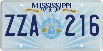 MS license plate ZZA216
