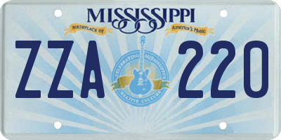 MS license plate ZZA220