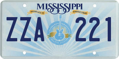 MS license plate ZZA221