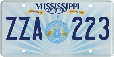 MS license plate ZZA223