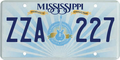 MS license plate ZZA227