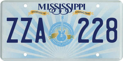 MS license plate ZZA228