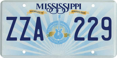 MS license plate ZZA229