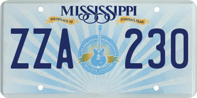 MS license plate ZZA230