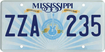 MS license plate ZZA235