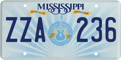 MS license plate ZZA236