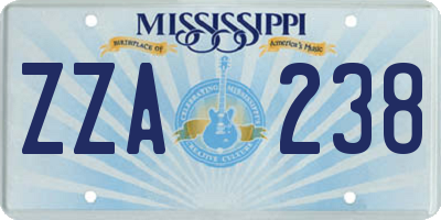 MS license plate ZZA238