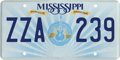 MS license plate ZZA239