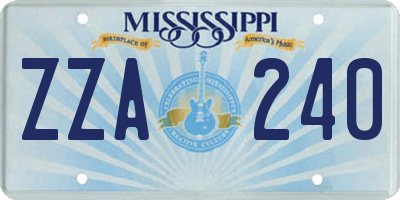 MS license plate ZZA240