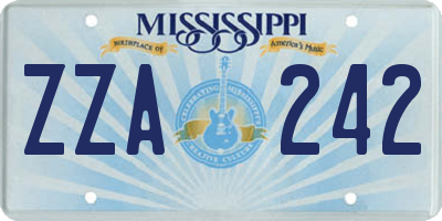 MS license plate ZZA242