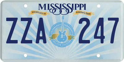 MS license plate ZZA247