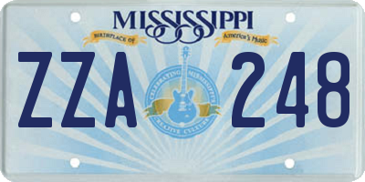 MS license plate ZZA248