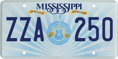 MS license plate ZZA250