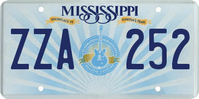 MS license plate ZZA252