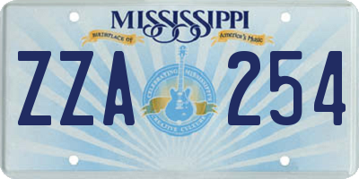MS license plate ZZA254
