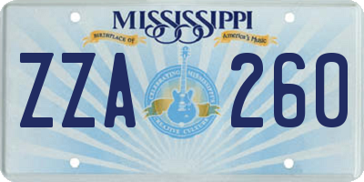 MS license plate ZZA260