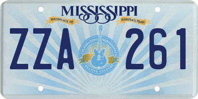 MS license plate ZZA261