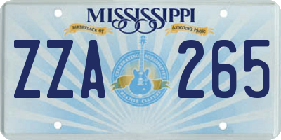 MS license plate ZZA265