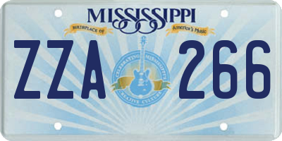 MS license plate ZZA266