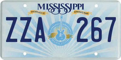 MS license plate ZZA267