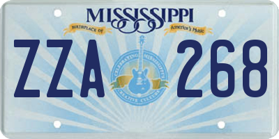 MS license plate ZZA268