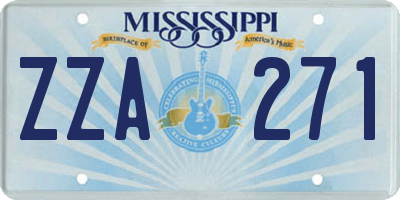 MS license plate ZZA271