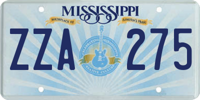 MS license plate ZZA275